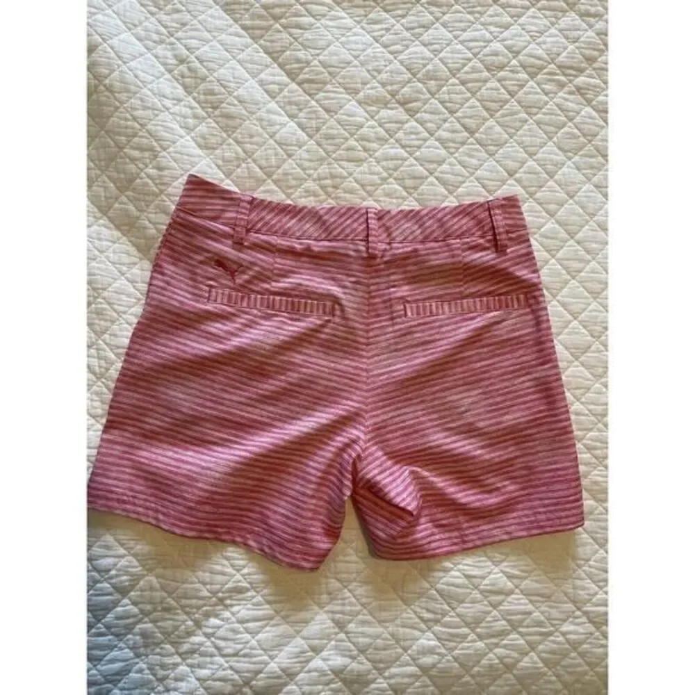 Puma Pink Striped Shorts Womens Size 0 Stretch Chino Casual‎ Golf Golfer Logo